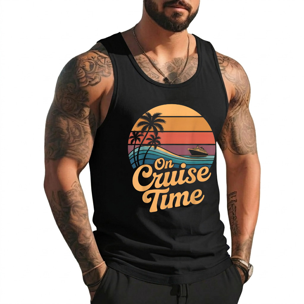 Retro On Cruise Time Summer Vacation Outfits for Women Men Tank Top