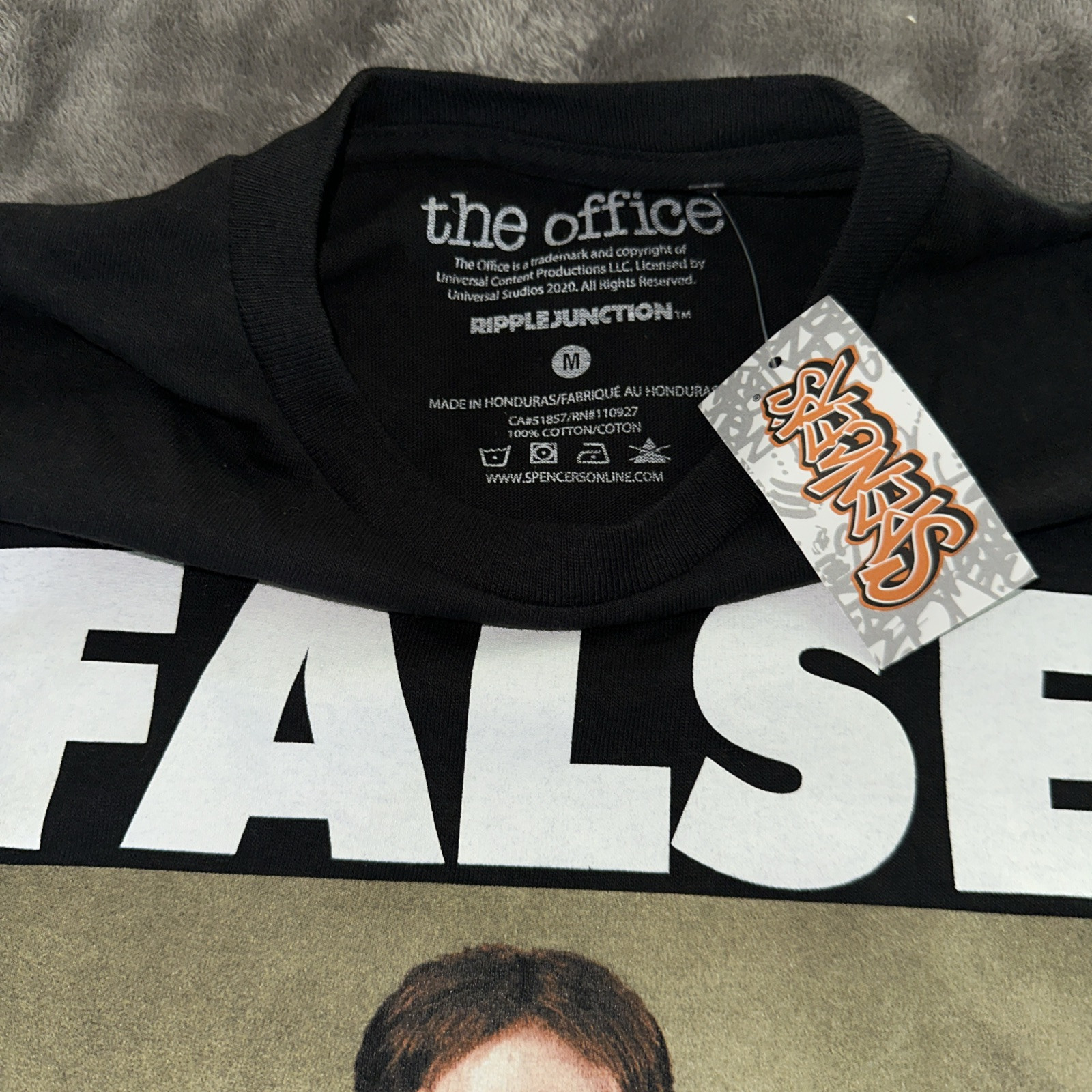 The Office “FALSE” Dwight Schrute Sz M Black Short Sleeve Ripple Junction NWT