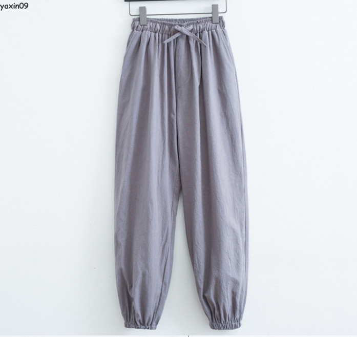 Men Cotton Linen Han Fu Summer Casual T-Shirt and Pants Outfits Sets Tang Suit