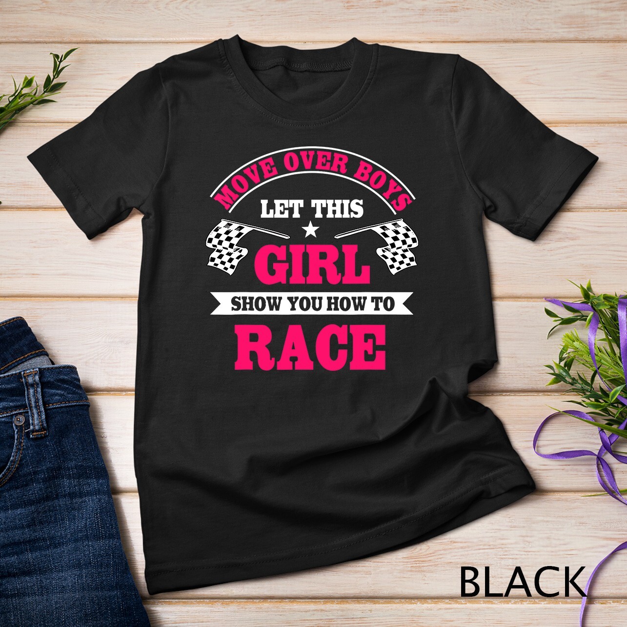 Car Racing Checkered Flag Automobile Female Motor Racer T-Shirt Unisex T-shirt