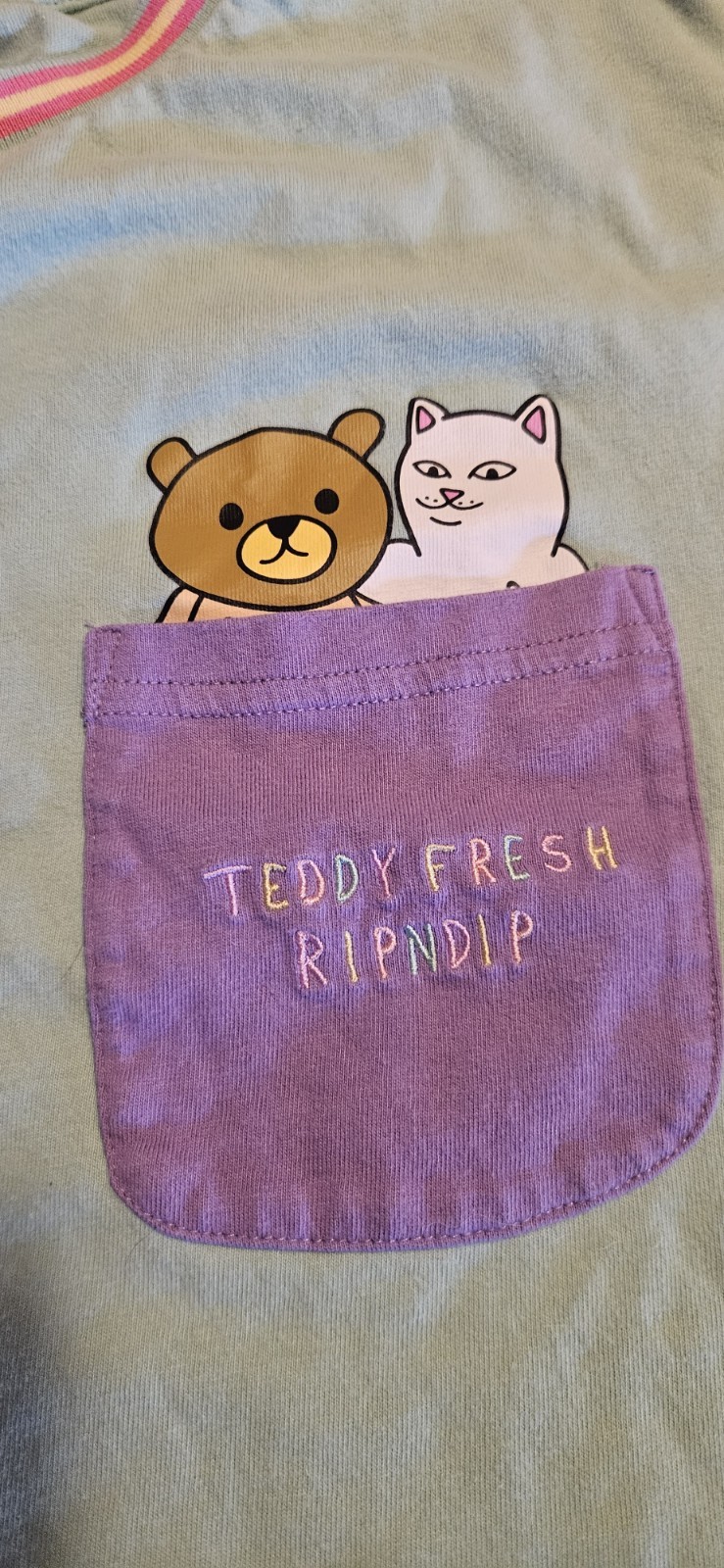Teddy Fresh Ripndip color block flipping bird pocket t shirt Medium