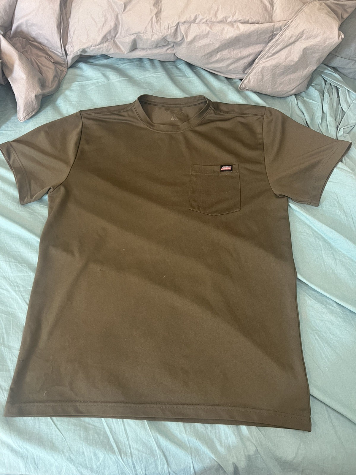 Dickies Shirt Men’s Large Olive Green Pocket Short Sleeve Tee Polyester