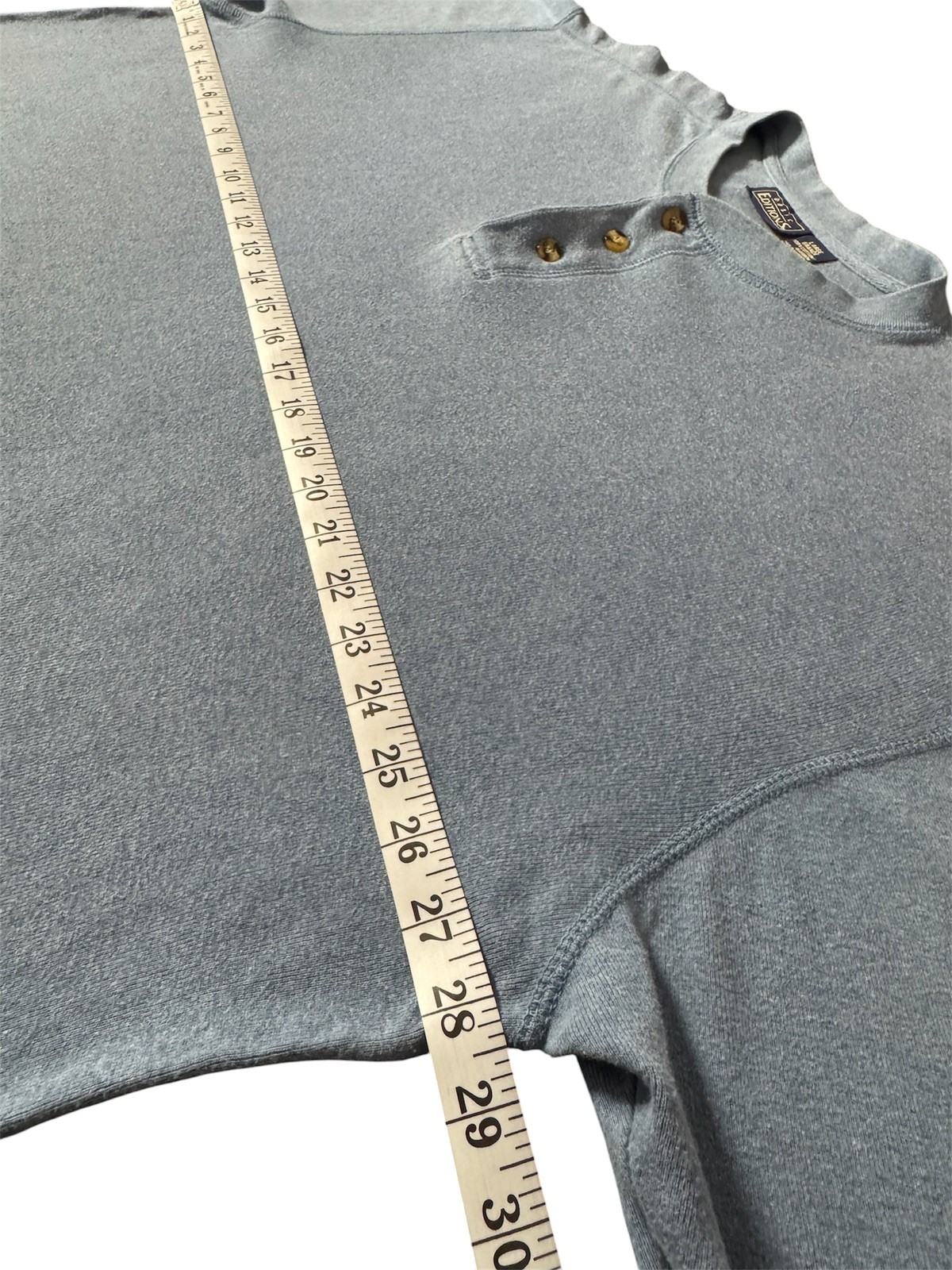Vintage Basic Editions Blue Henley Shirt Grunge Boxy Preppy 100% Cotton Y2K 90s
