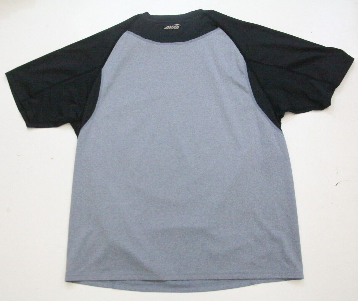 Large Avia Gray Black Polyester Spandex Men’s T-Shirt Short Sleeve Mans 1-234