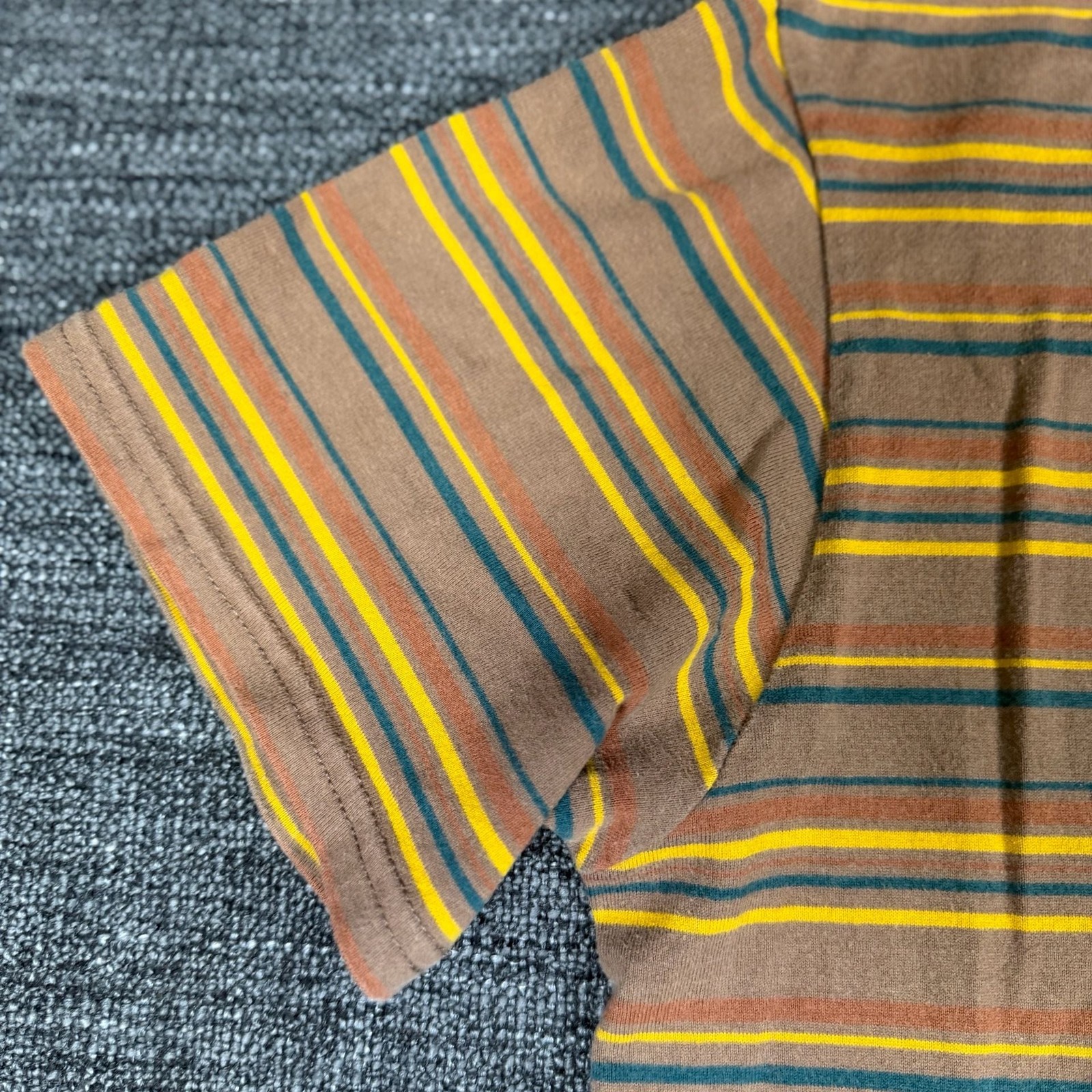 HUF Striped Knit T-Shirt Brown and Yellow Multi Stripe