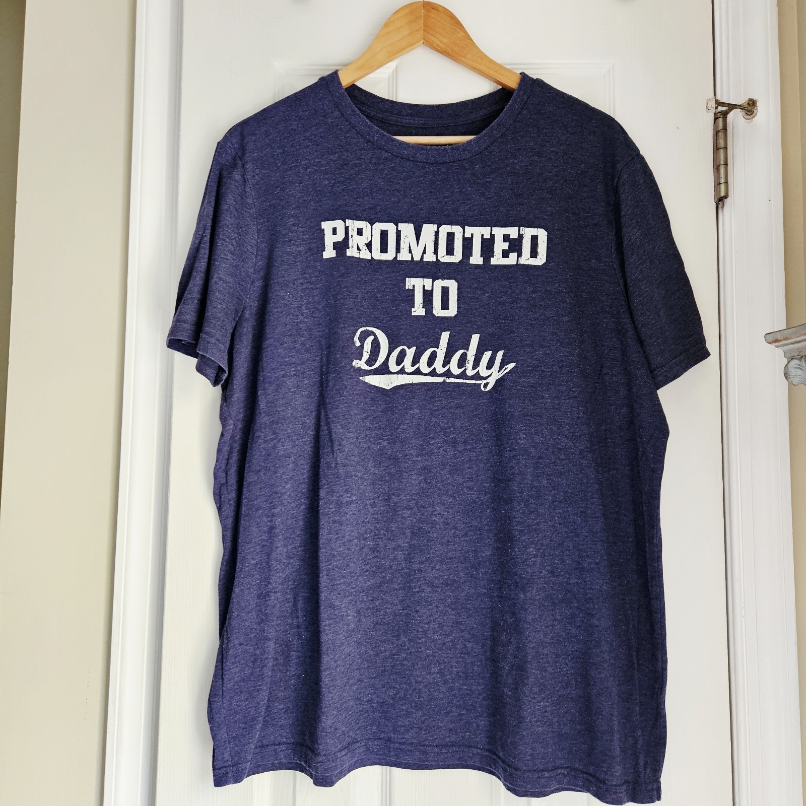 Motherhood Maternity Promoted to Daddy Heather Blue T- Shirt XXL