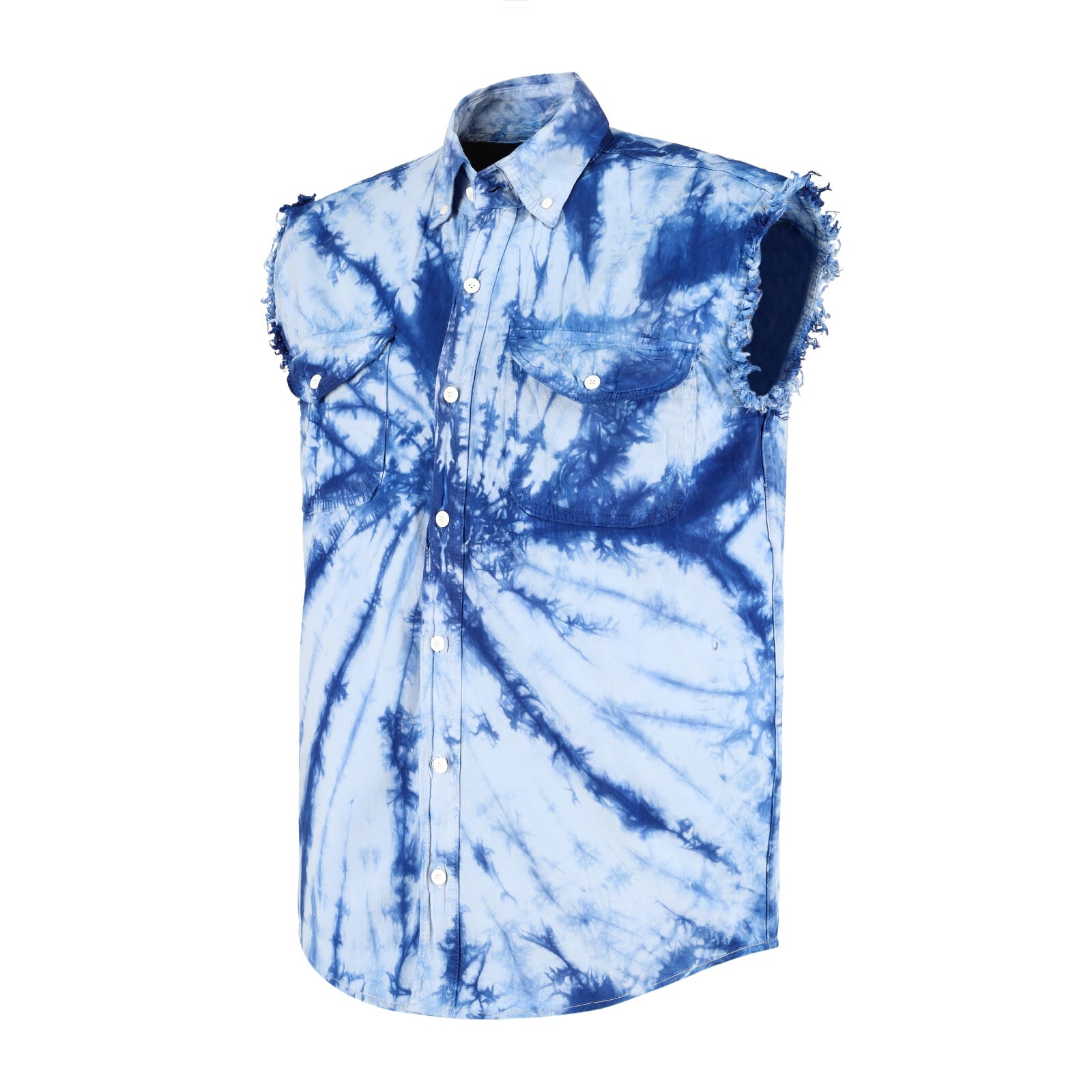 BUTTON-DOWN SLEEVELESS DENIM SHIRTS FOR MEN – 100% COTTON