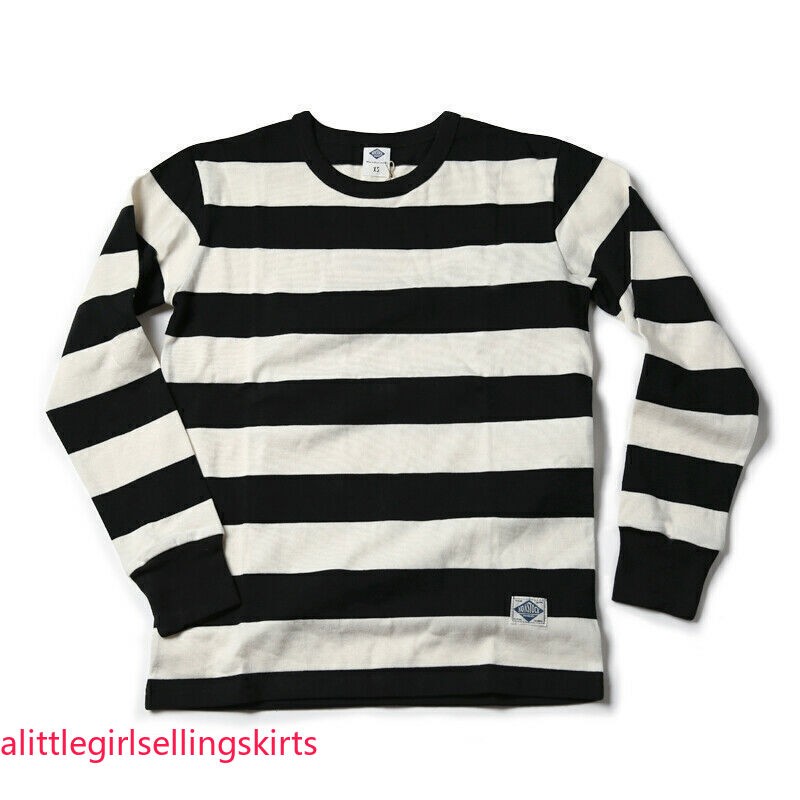 NON STOCK Men Prisoner Striped Long Sleeve T-Shirt Casual Cotton Crew Neck Shirt