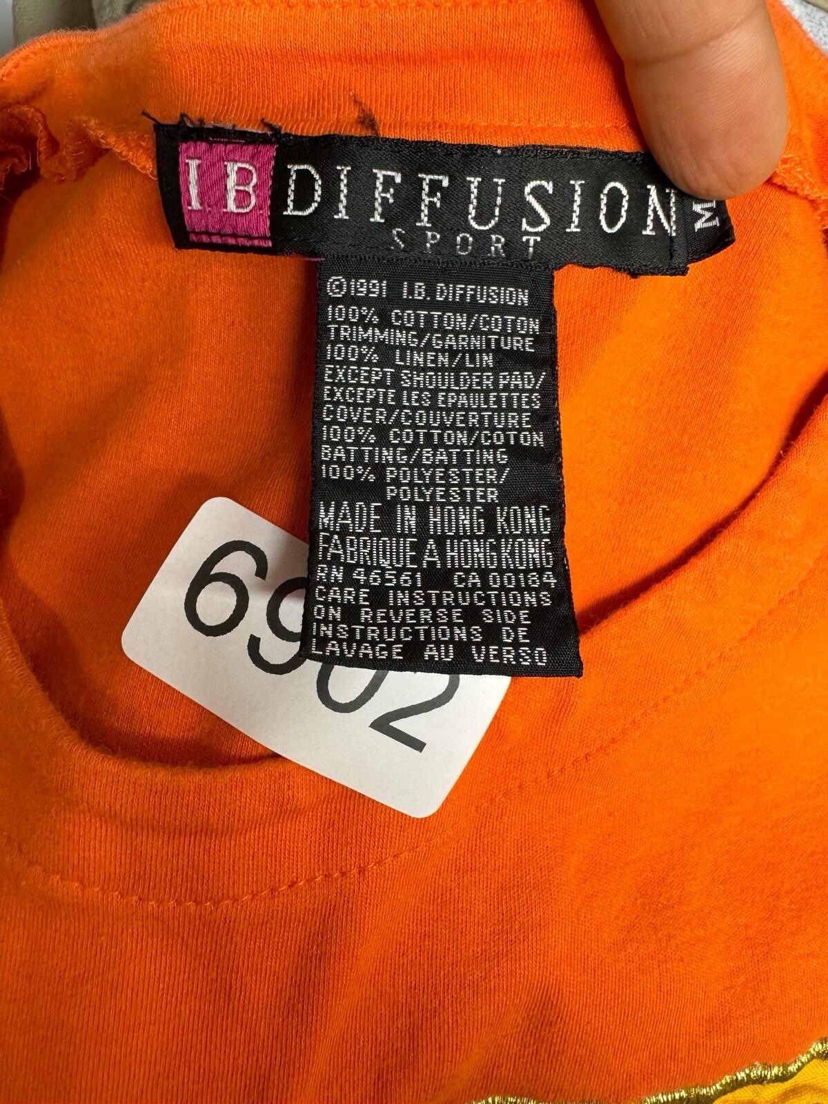 Vintage IB Diffusion Women’s T-Shirt Cotton Linen Trim Size M