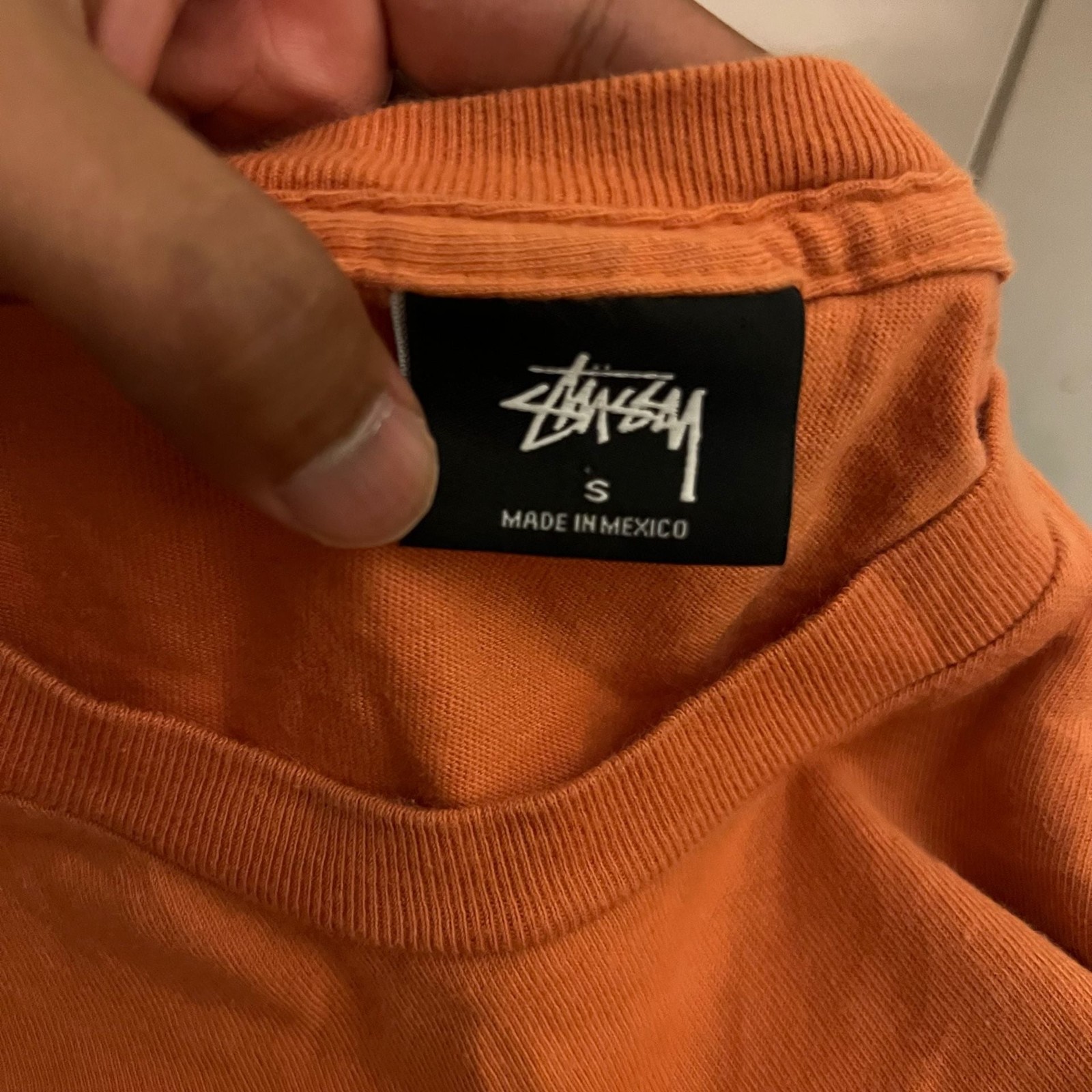 Stussy Flower Graphic Logo Crewneck T-Shirt in Orange