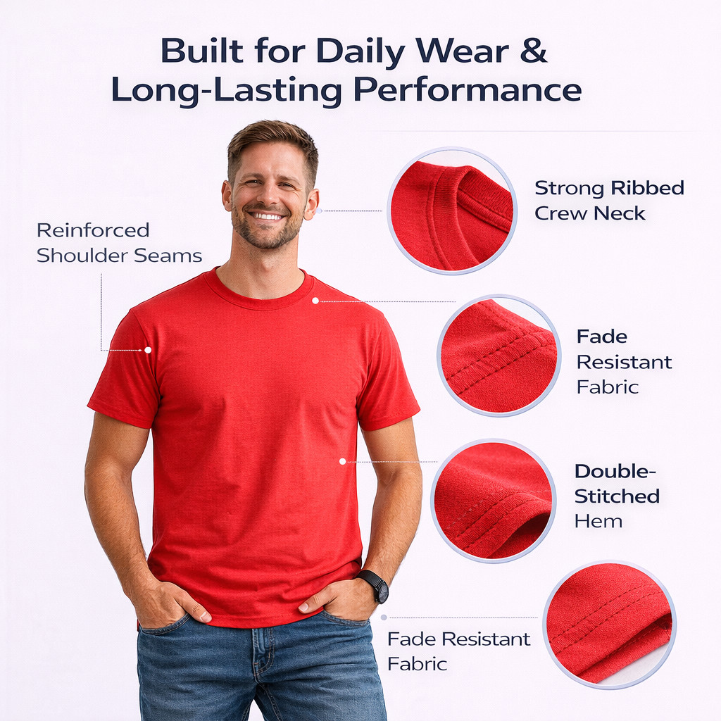 BILLIONHATS Men’s Cotton T-Shirt 6 Pack, Big Tall Short Sleeve Lightweight Tees
