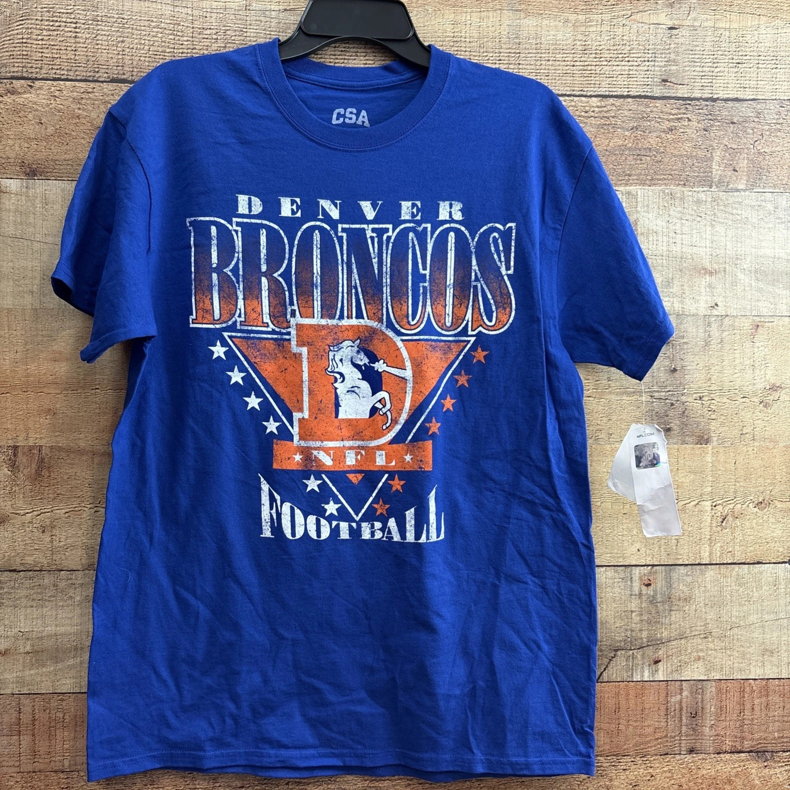 Denver team Bronco t shirt, vintage 20s, blue color, team logo lot