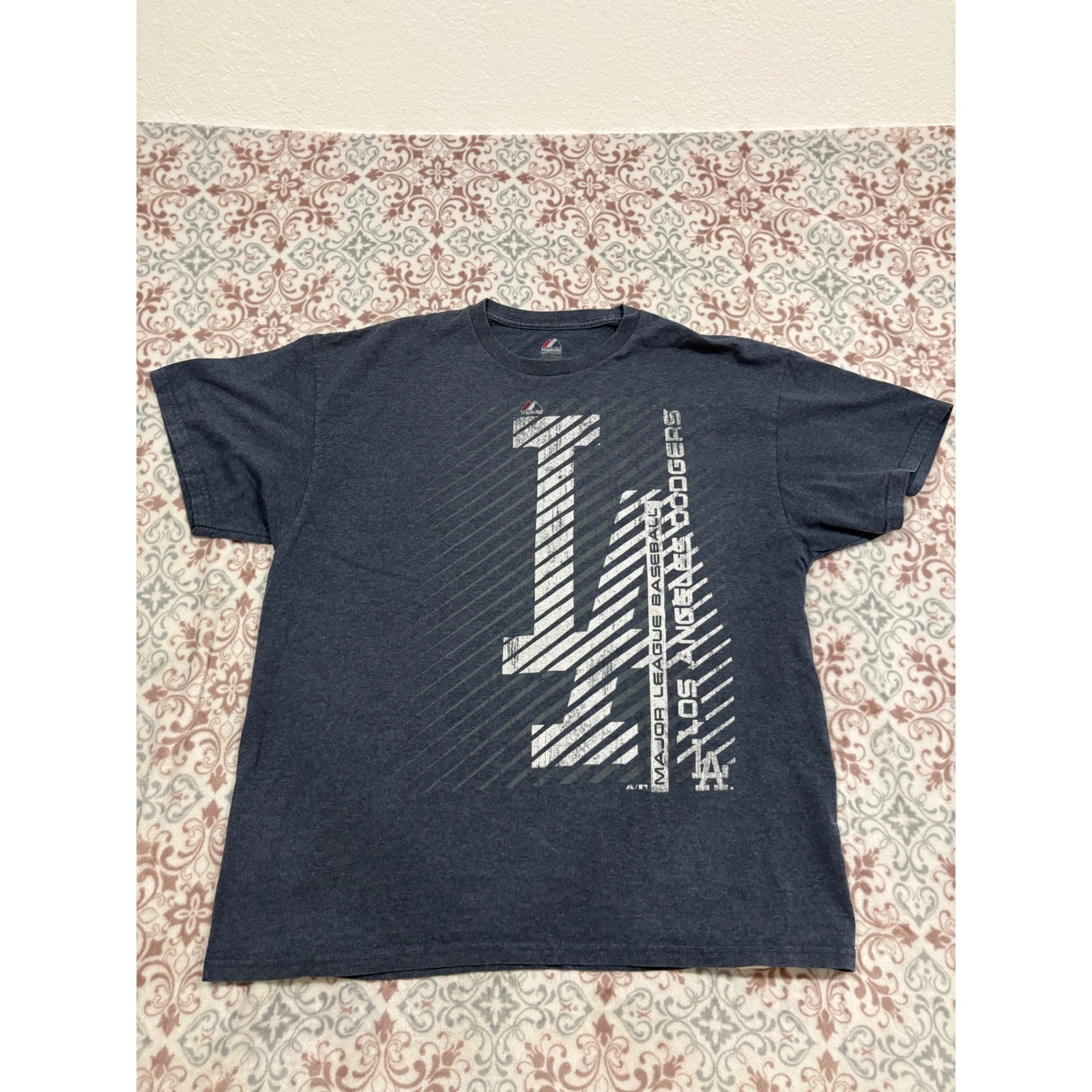 Majestic Los Angeles Dodgers MLB Graphic T-Shirt Mens XL Heather Navy Blue LA