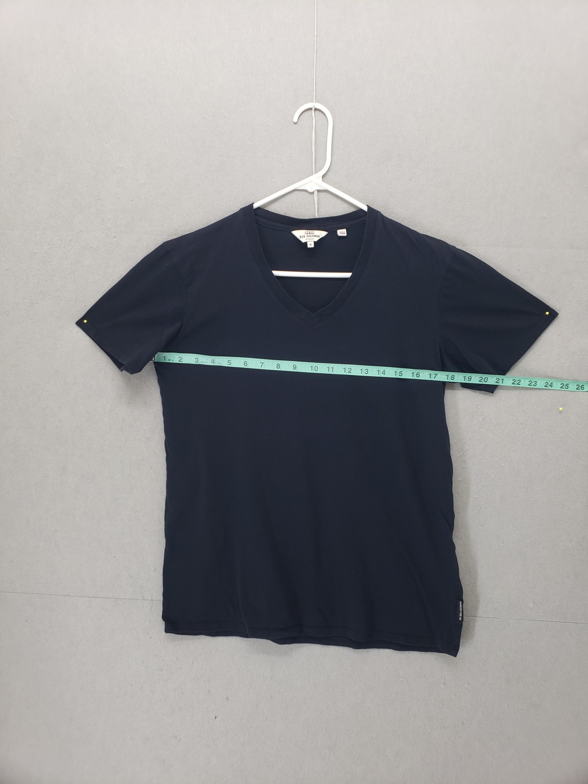 Ben Sherman Shirt Men Medium Black Cotton V Neck Short Sleeve Casual Classic T