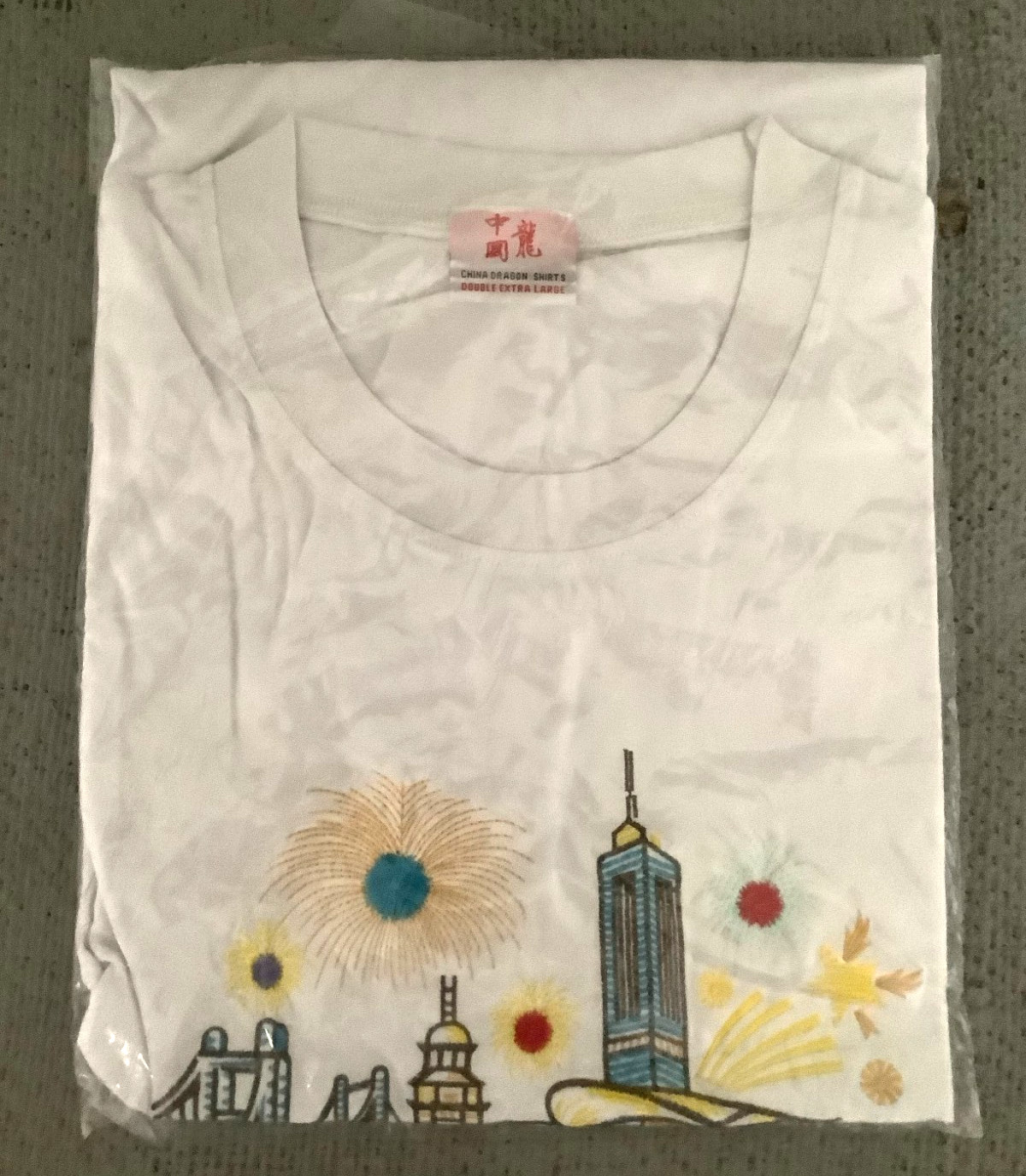 China Dragon T-shirts BRAND NEW Hong Kong DBL XL White Embroidered XXL New Year