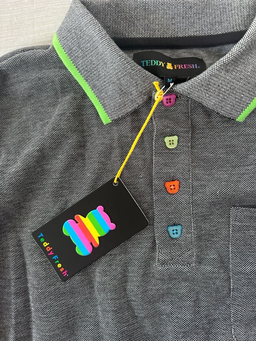 Nwt Teddy Fresh Long Sleeve Polo Shirt Gray Size M