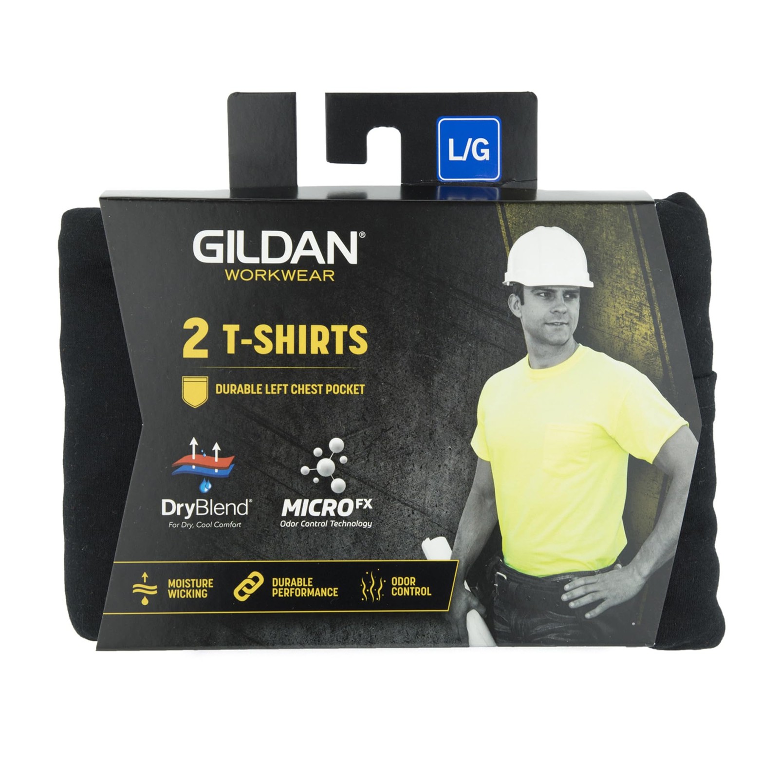 Men’s DryBlend Workwear T-Shirts with Pocket, 2-Pack Shirt, Safety Orange, Large