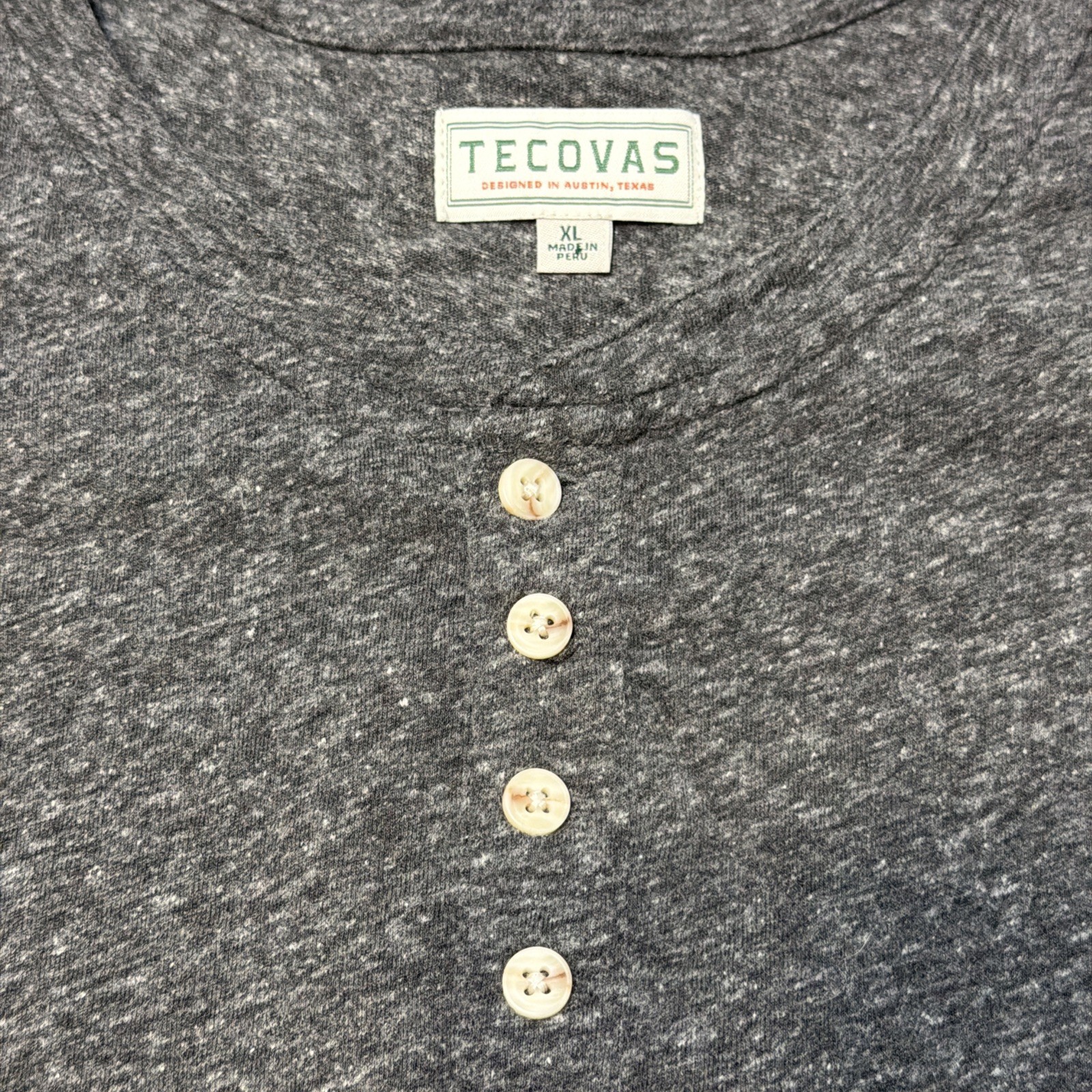 Tecovas Henley Shirt Mens Medium M Charcoal Gray Long Sleeve Heather Western