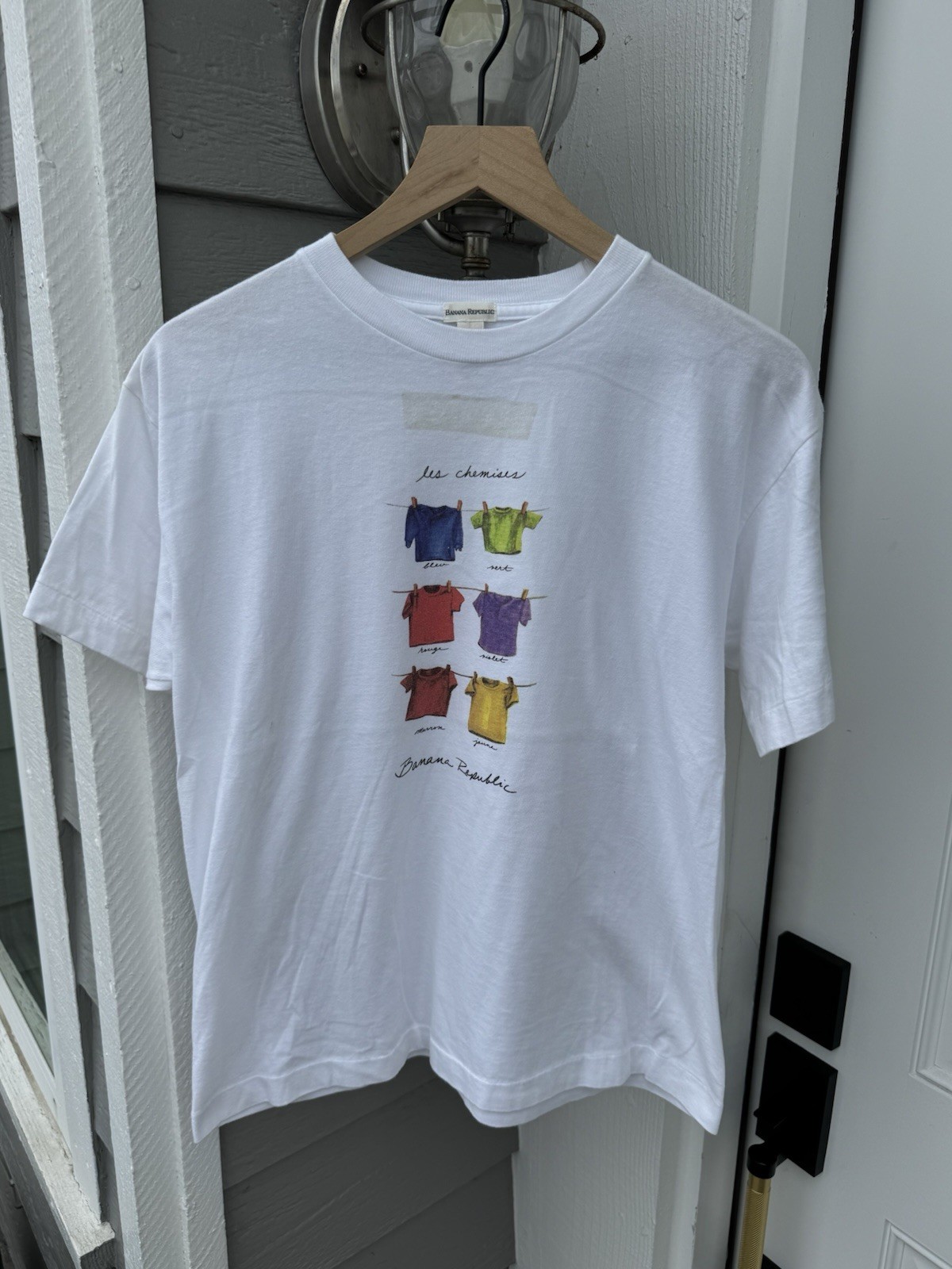 Vintage 90s Banana Republic French Art Tee Rare Medium