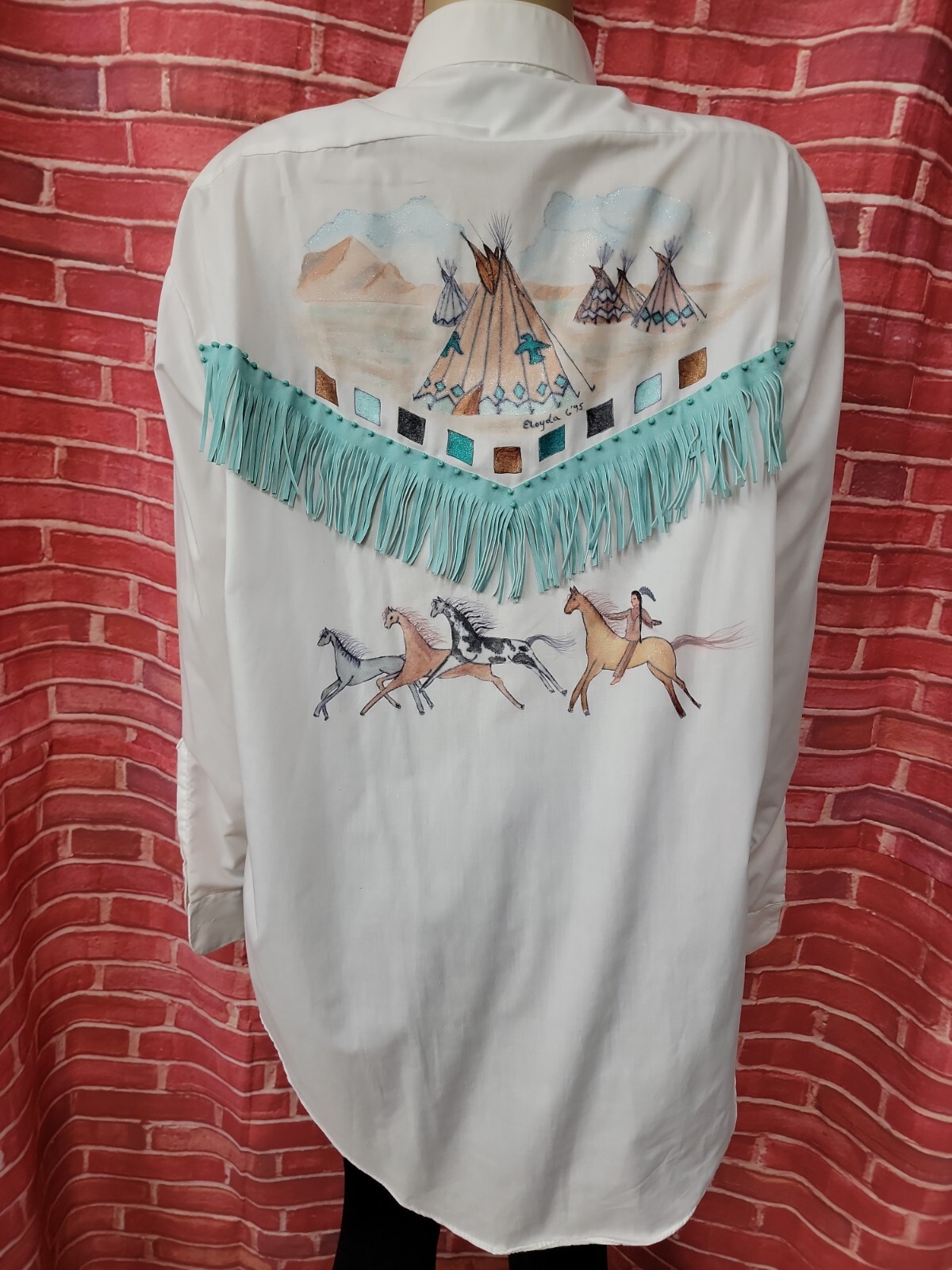 GIORGIO PATRINO Select BROADCLOTH TRIBAL INDIAN RARE GRAPHIC SHIRT XL/4-5 #C
