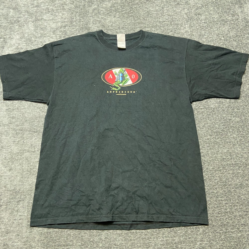Fruit Of The Loom Lofteez T Shirt Mens XL Black Amphibious Outfitters Graphic