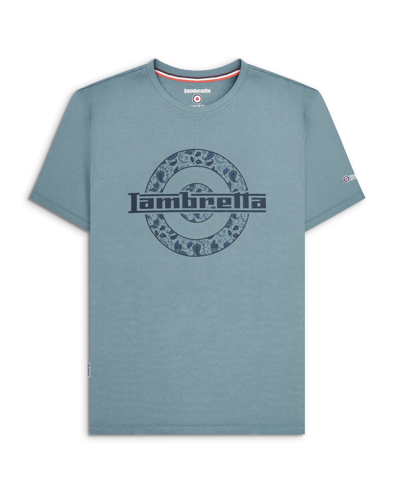 Mens Lambretta Paisley Target Logo Smart Classic Retro T-Shirt Sizes M to 4XL