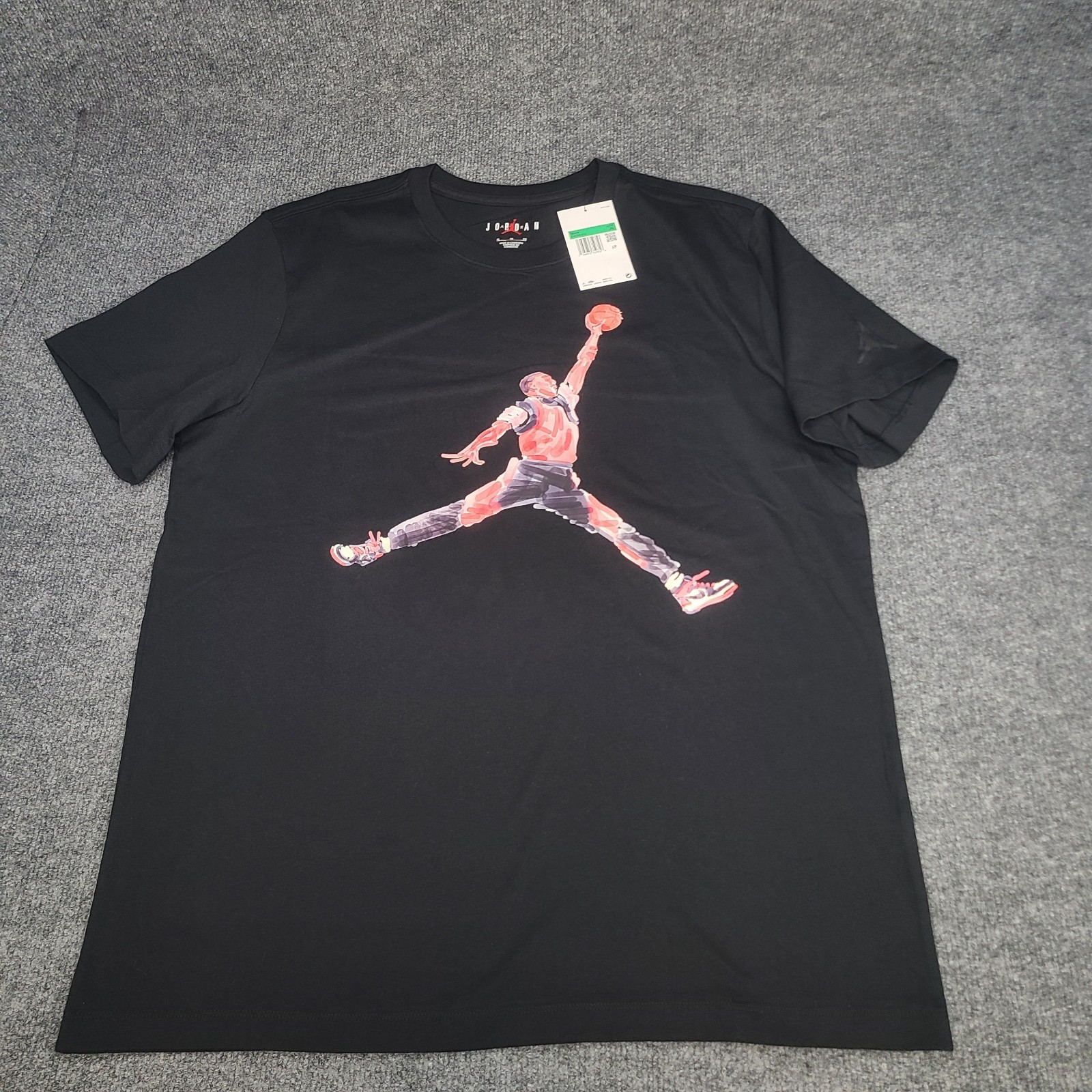 Jordan Shirt Mens XL Black Red Jumpman Watercolor Graphic Nike Air Cotton Tee