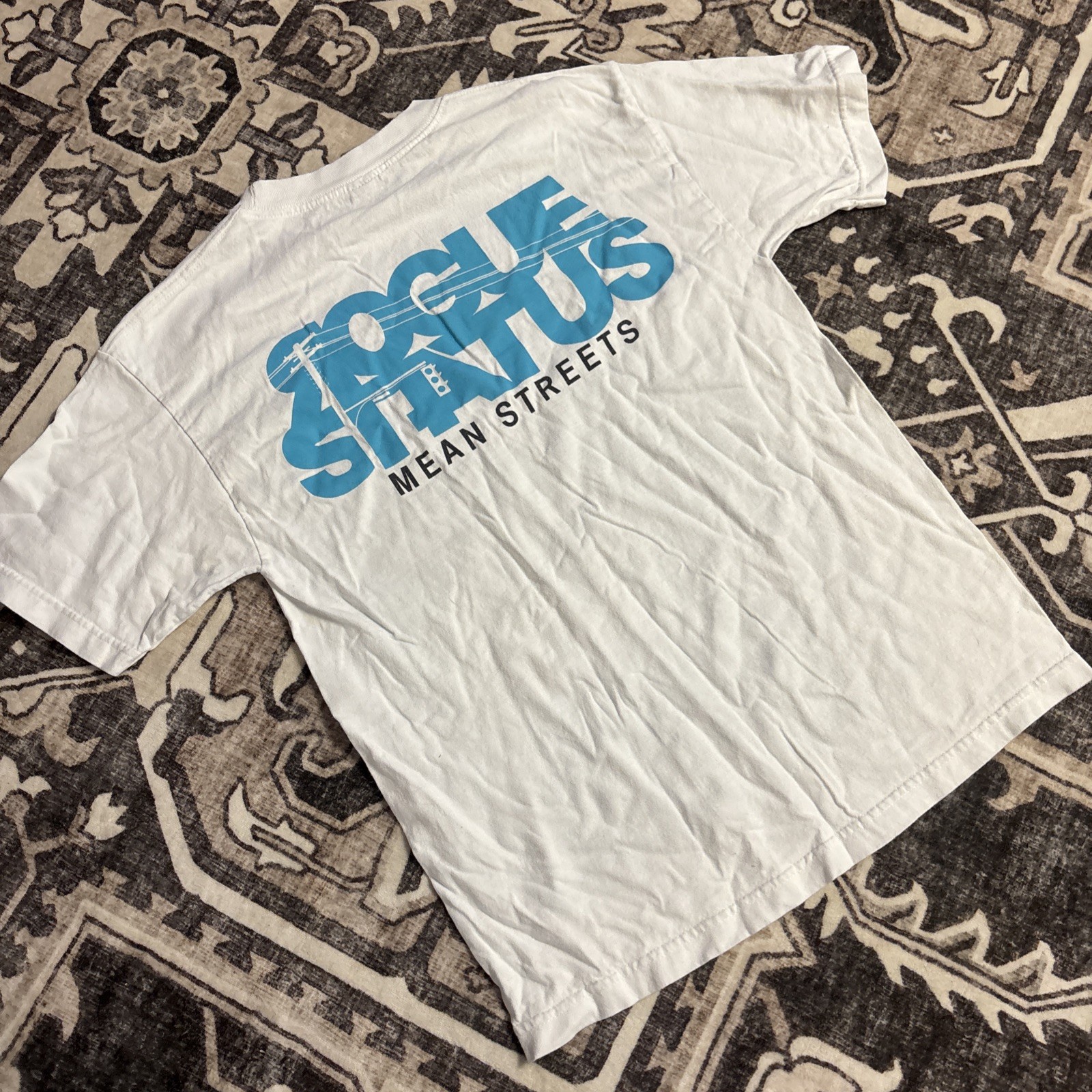 White Y2K Rogue Status Mean Street Short-sleeve T-shirt Size Medium