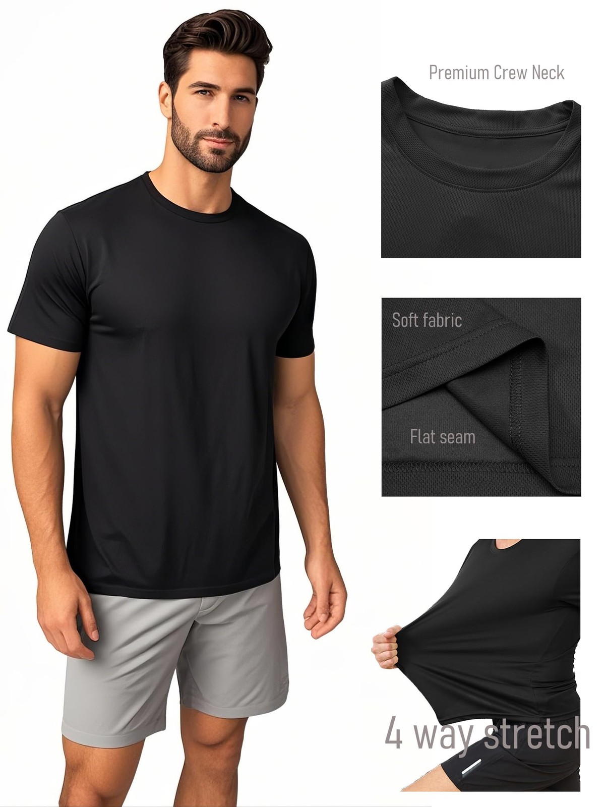 7/8 Pack Mens Short Sleeve Shirts Quick Dry Moisture Wicking Athletic Running…