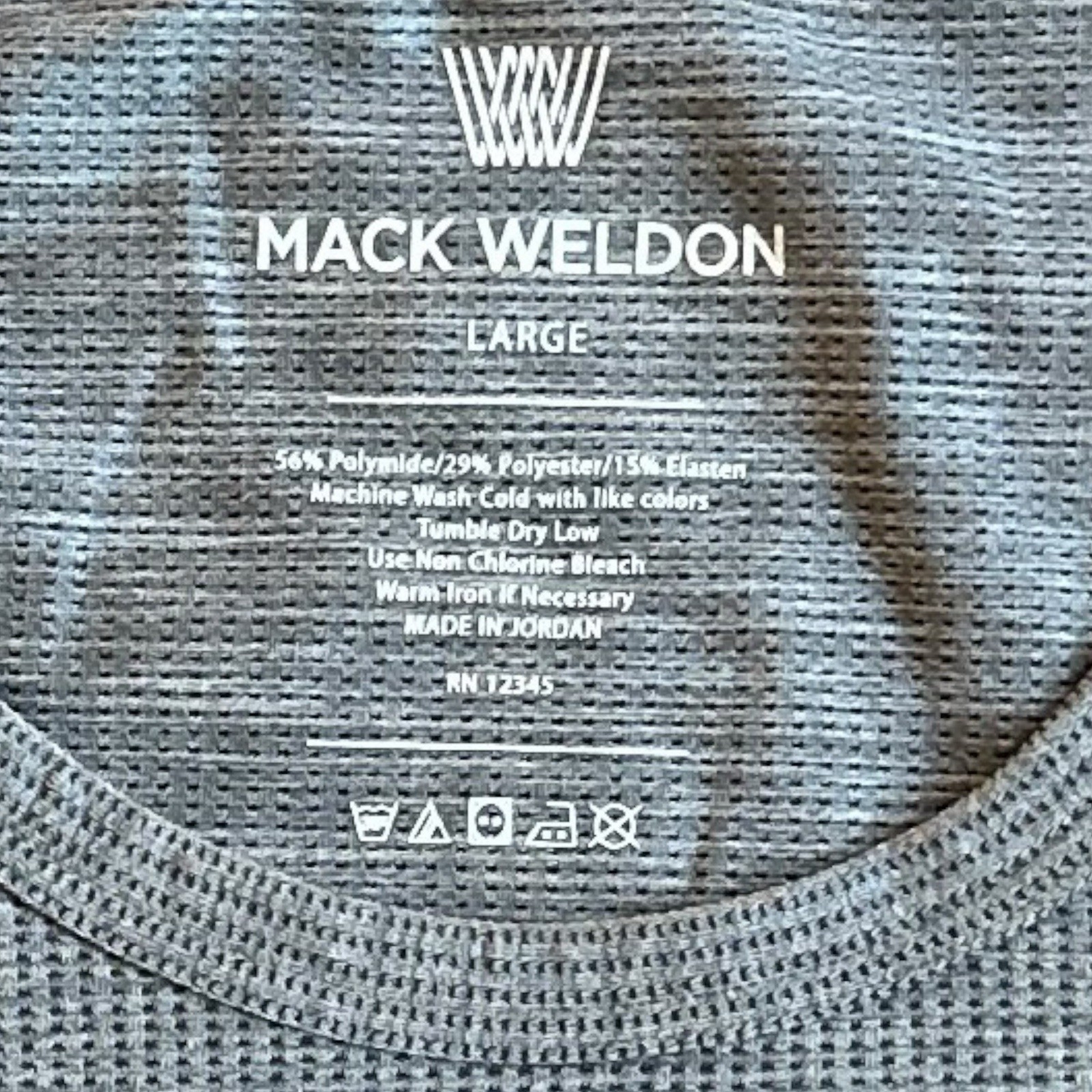 Mack Weldon Performance Crew Neck T-Shirt Mens Sz Large Gray Short Sleeve Waffle