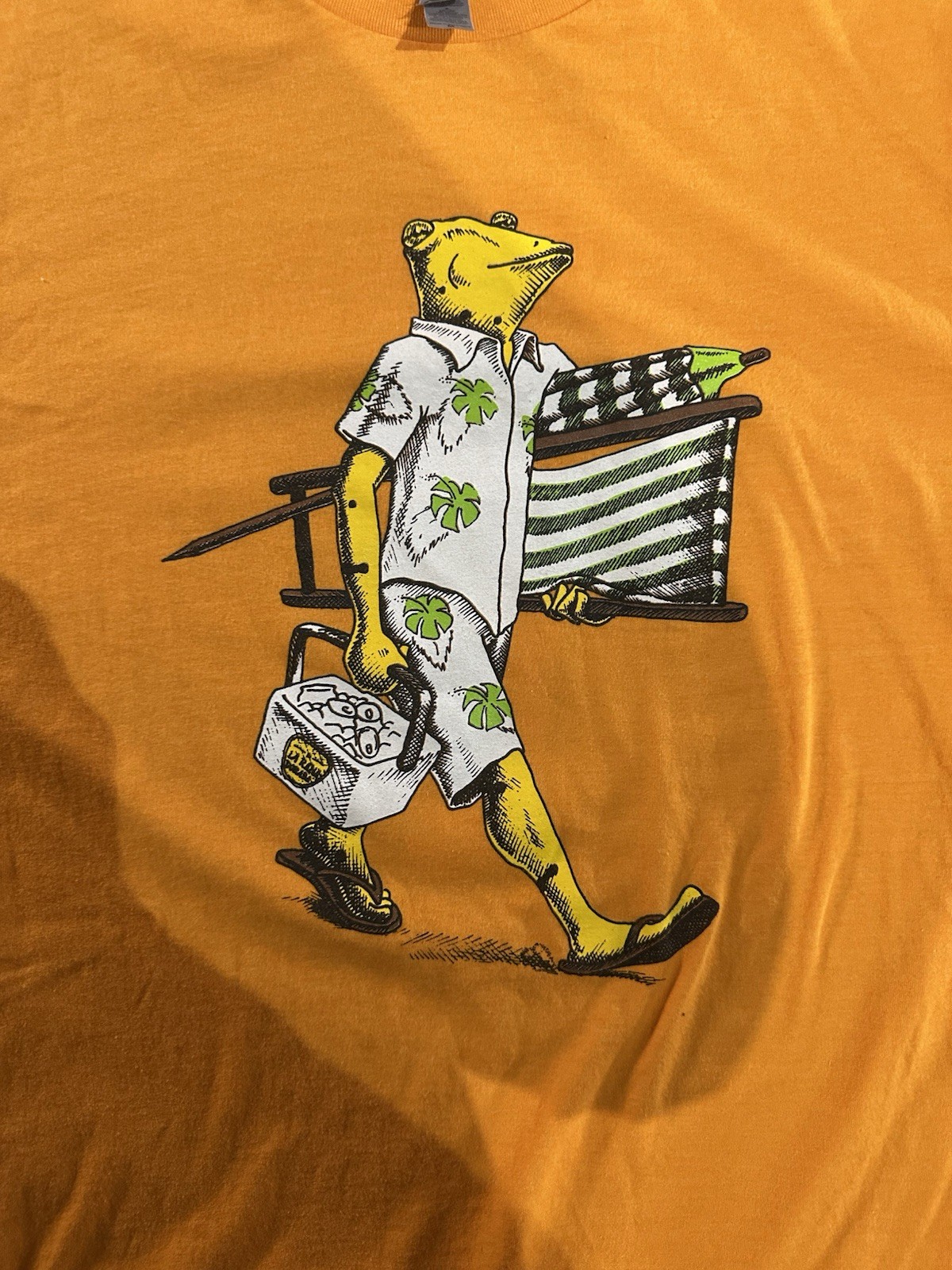 Next Level Apparel Orange Mens M Regular Fit Beer Frog Graphic Tee