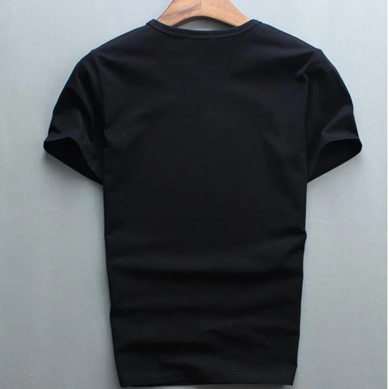 New Men Luxury Rhinestones Gothic Fashion Skull Black WhiteT-Shirt High Quality