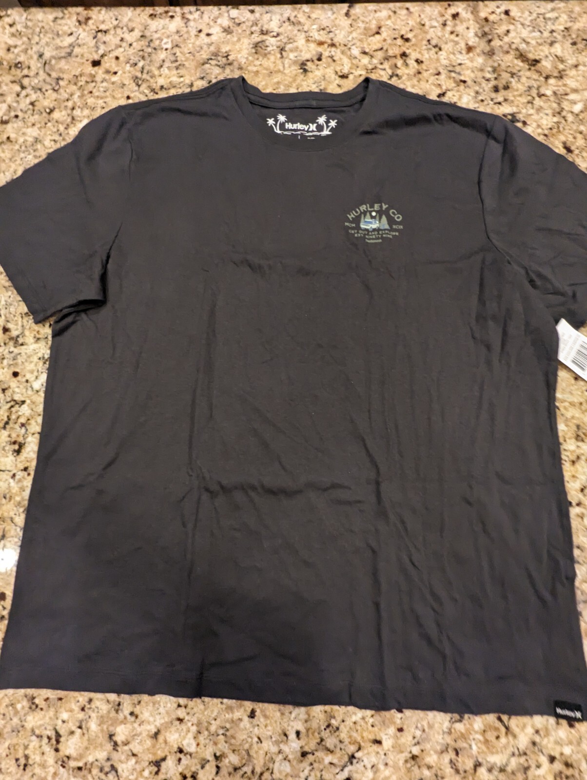 Hurley Men’s Everyday Explore Campin Short Sleeve Tee Shirt Dark Stone Grey XL