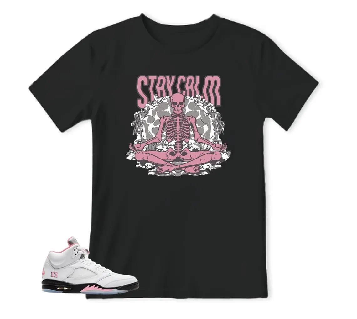 Sneaker Tees Shirt To Match Retro 5 Soft Pink AJ5, BLACK/WHITE