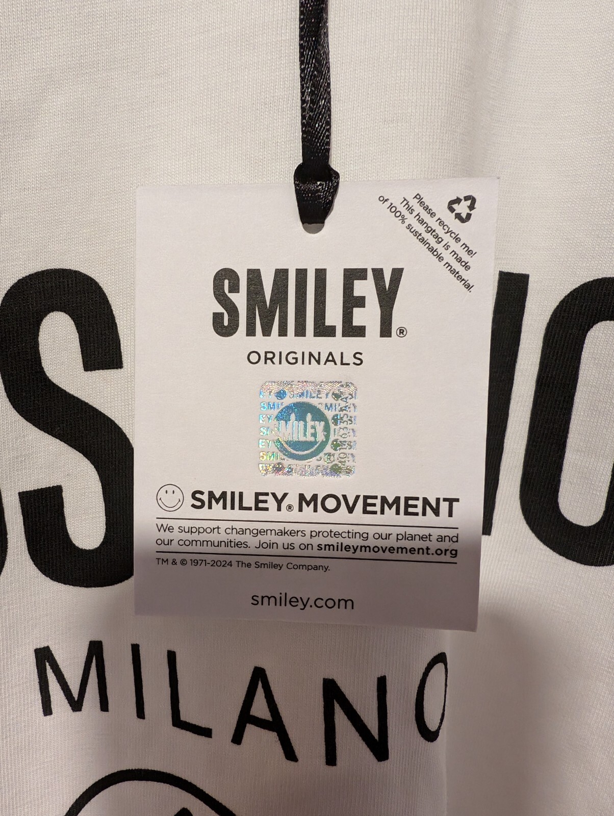 MOSCHINO MILANO SMILEY MADE IN PORTUGAL NEW MEN’S WHITE T-SHIRT SIZE 38 US