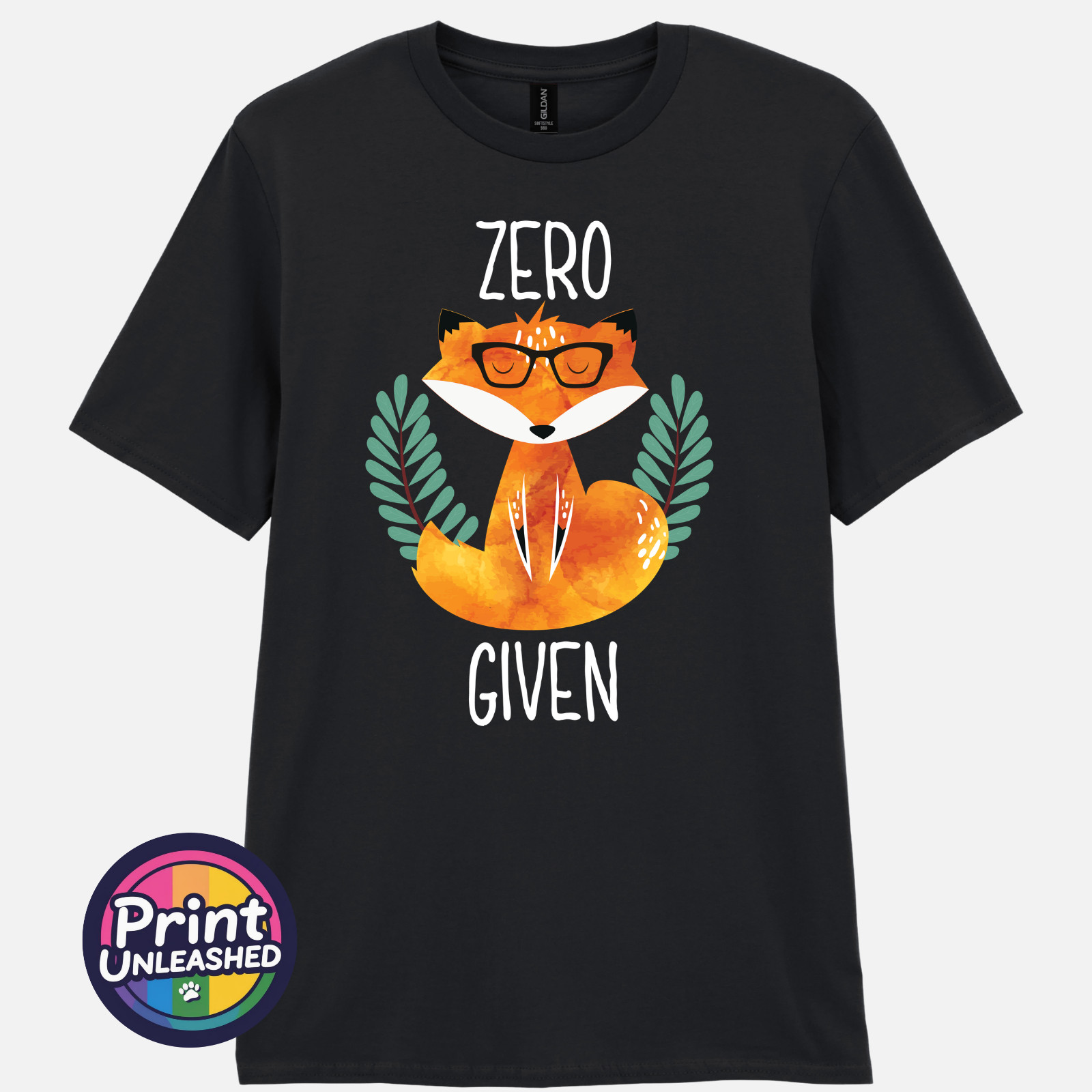 Zero Fox Given Graphic Tee Funny Printed Slogan T-Shirt Zen Fox Print Fun Gift