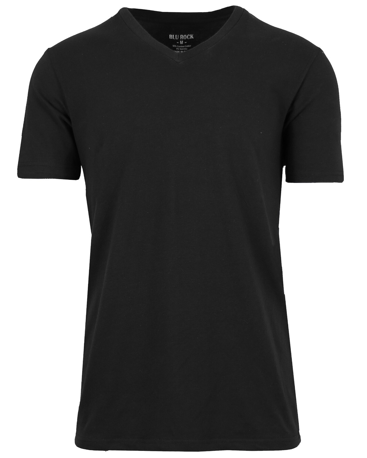 Mens Short Sleeve V-Neck Cotton Blend Stretch Tee Undershirt (M-2XL)