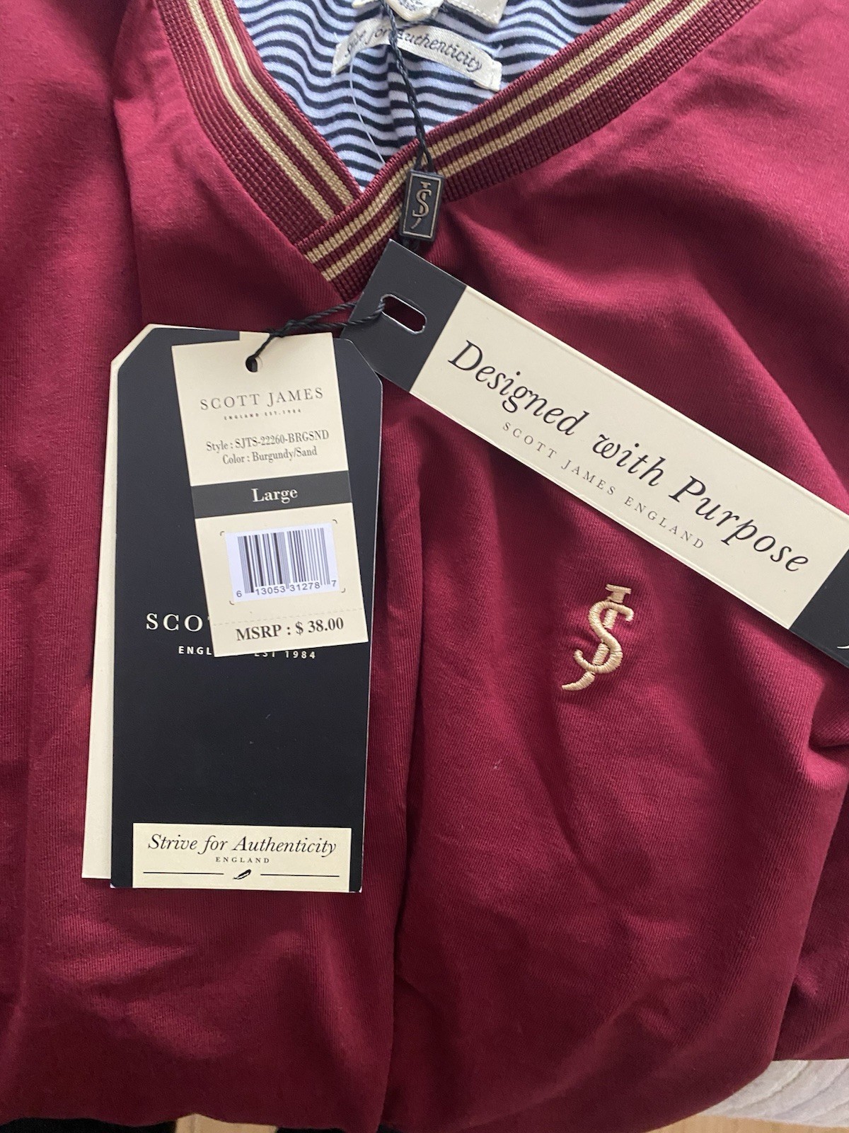 Scott James Tshirt Burgundy Size Large
