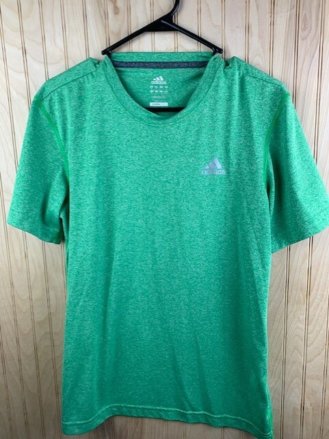 Adidas Size Medium Mens Tee Shirt Climalite Green Short Sleeve Crew Neck