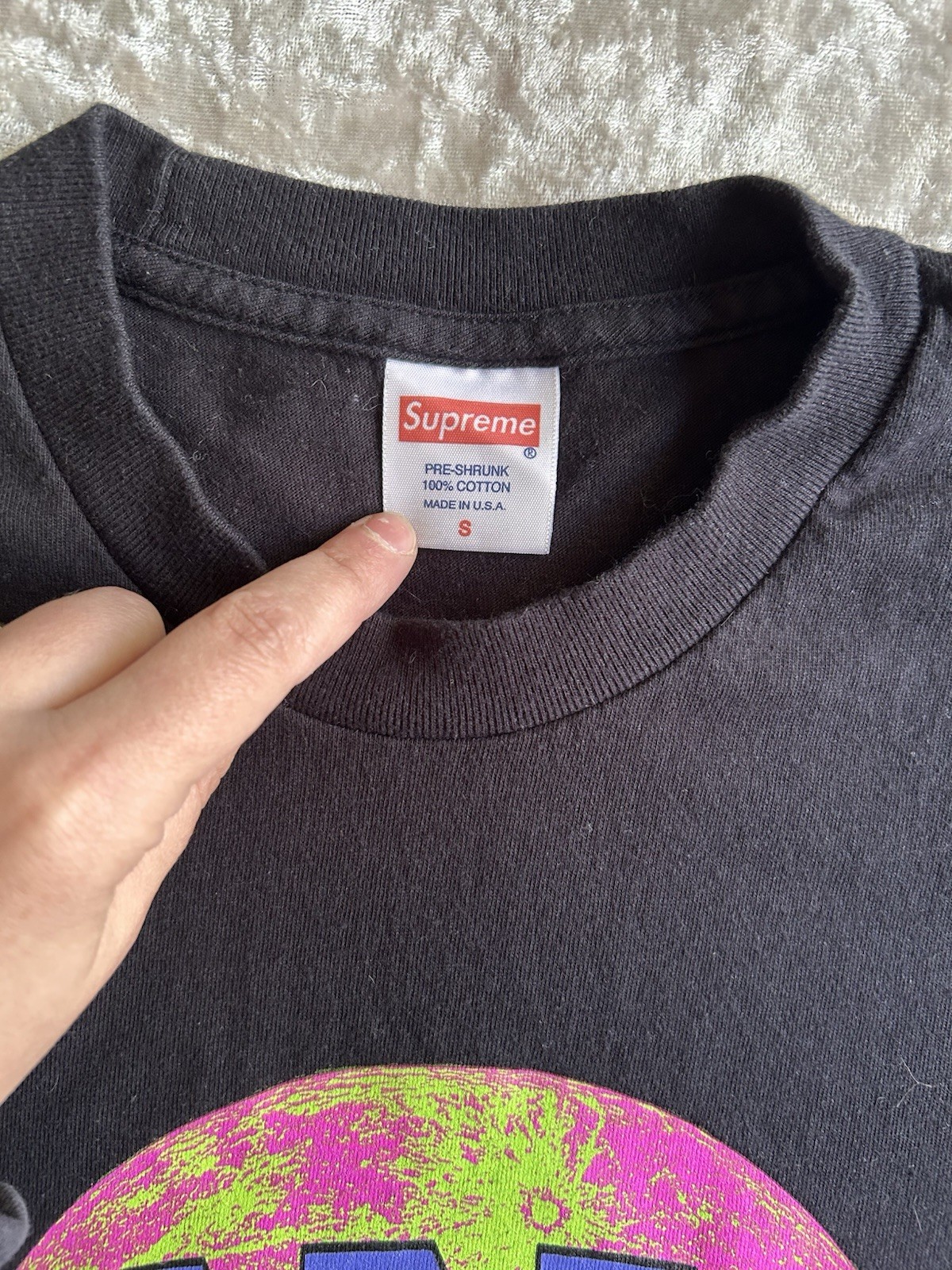Supreme Lunar Black Small T-shirt 100% Cotton Made In USA