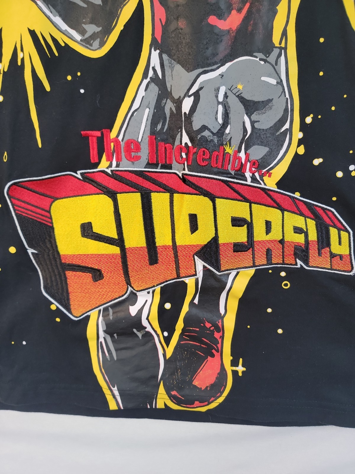 Born Fly T-Shirt Men 3XL 24×30 THE INCREDIBLE…SUPER FLY Embroidered Black