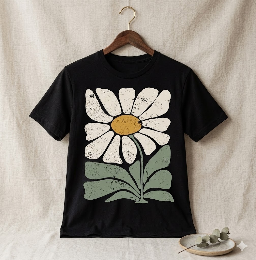 Boho Daisy Retro Floral Botanical Flower T-Shirt Unisex – H203