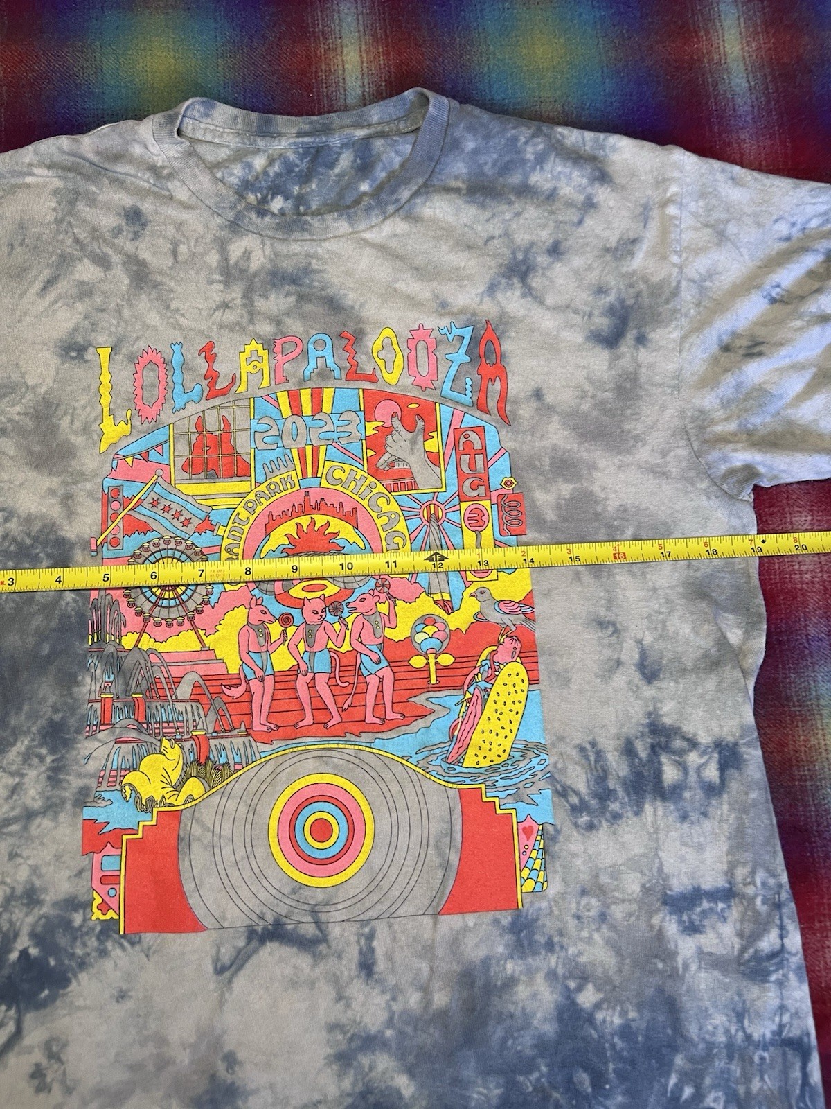 2023 Lollapalooza Chicago multicoloured tie-dye t-shirt Size Small