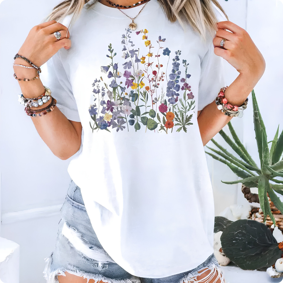Floral Garden Wildflowers T-Shirt – Botanical Nature Lover Tee