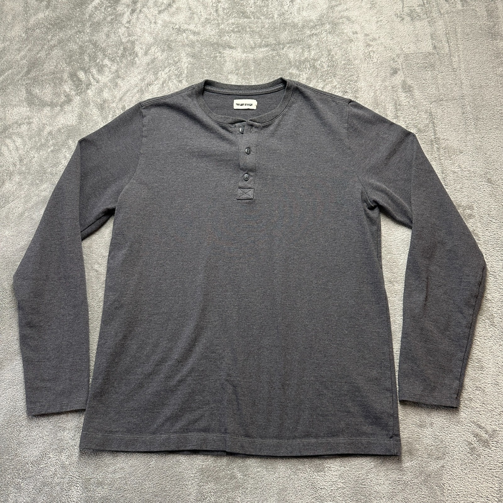 Taylor Stitch Heavy Bag Henley in Gray Mens Size 44