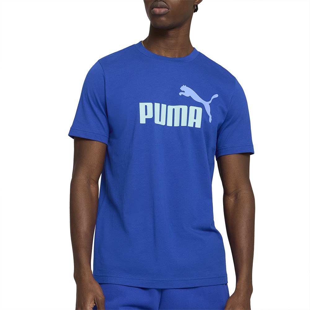 PUMA Essentials 2 Color No. 1 Logo Crew Neck Short Sleeve T-Shirt Mens Blue Casu