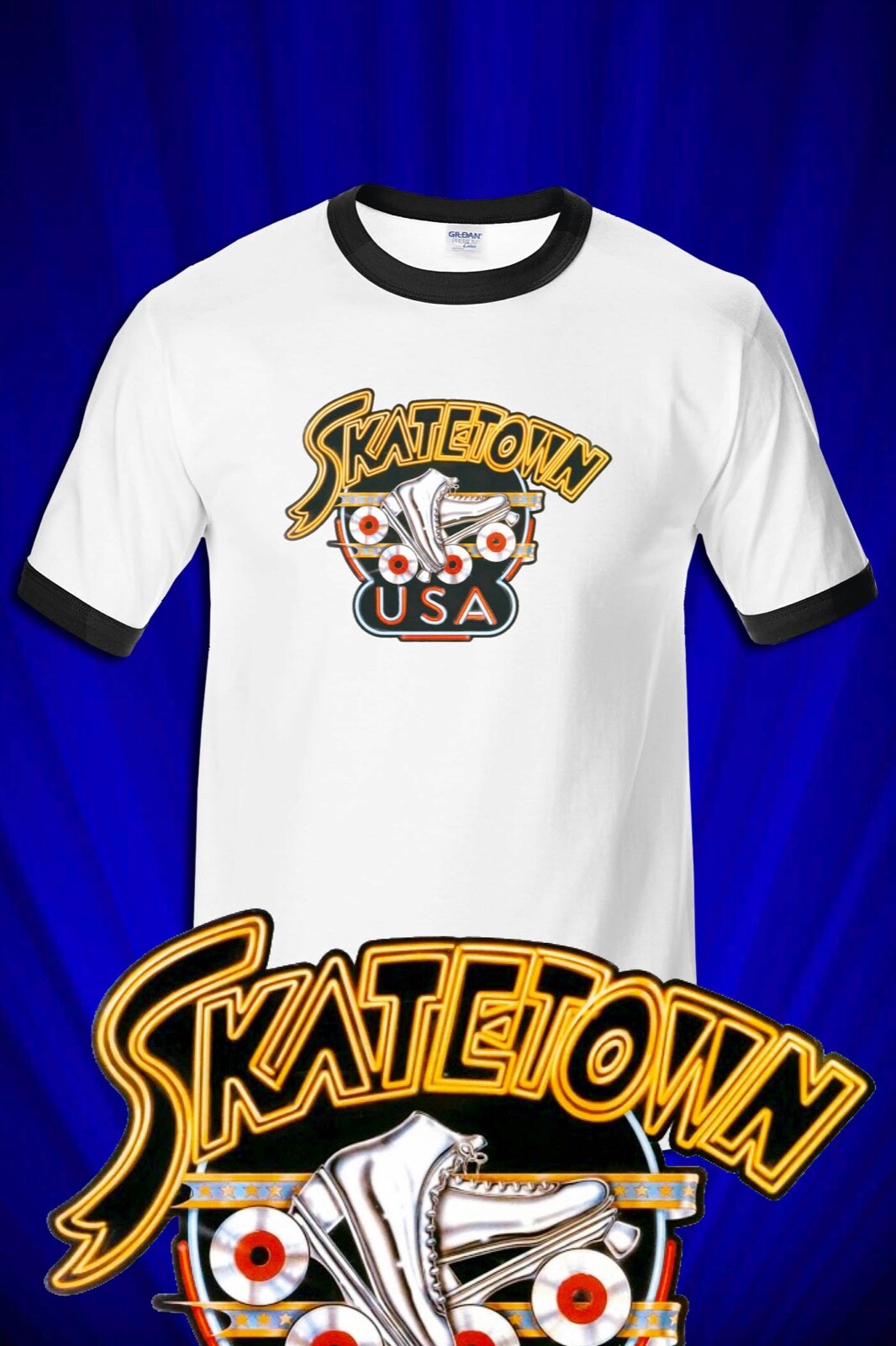 Skatetown USA Disco RINGER T-SHIRT 1970s FREE S&H Roller Boogie