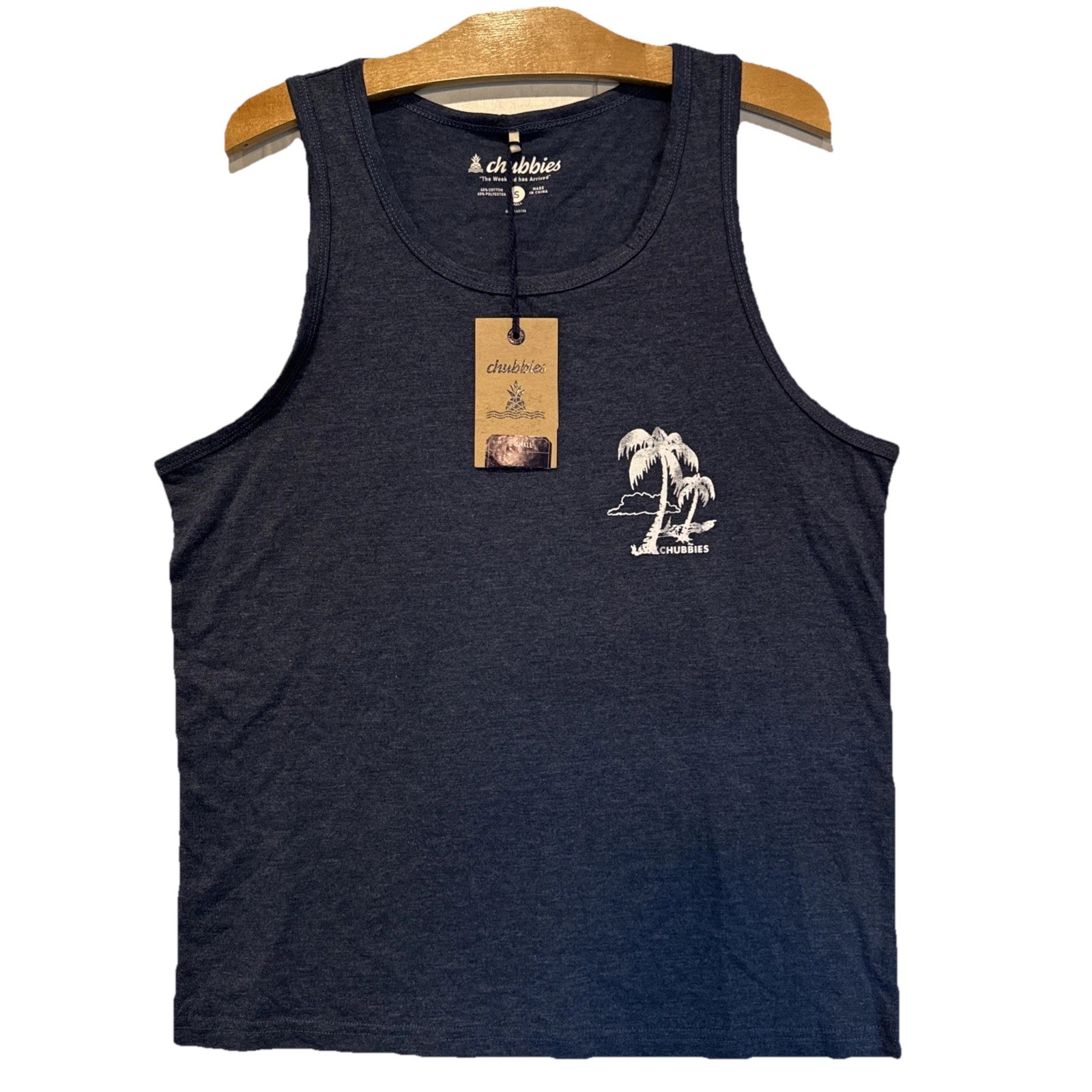 Chubbies Mens NWT The Relaxer Tank Sleeveless Shirt Navy Sz S Ret $30
