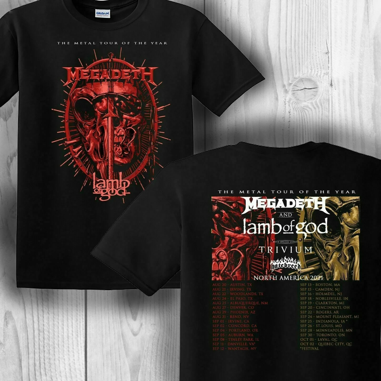 2021 LIVE MEGADETH WITH LAMB OF GOD HATEBREED SUMMER TOUR T-SHIRT