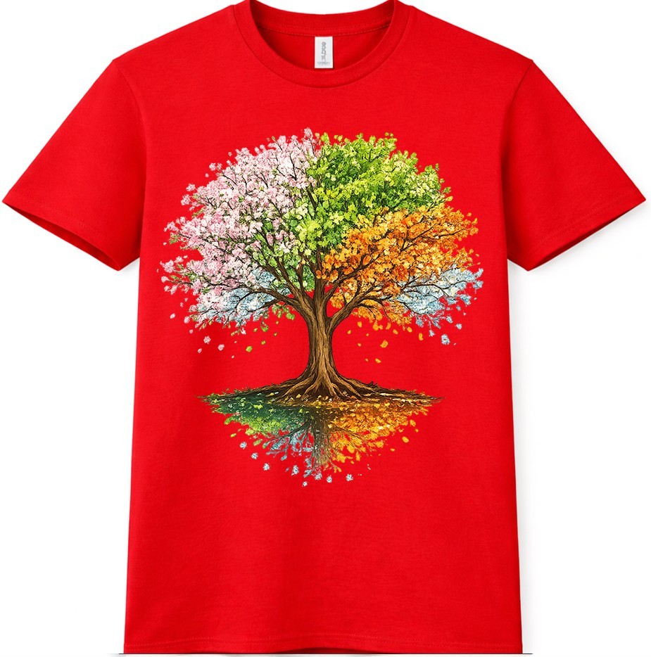 Tree Four Seasons T Shirt Colorful Spring Summer Fall Winter Graphic Tee
